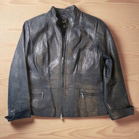 Alfani women's snakeskin pattern leather jacket - Picture 5 of 15